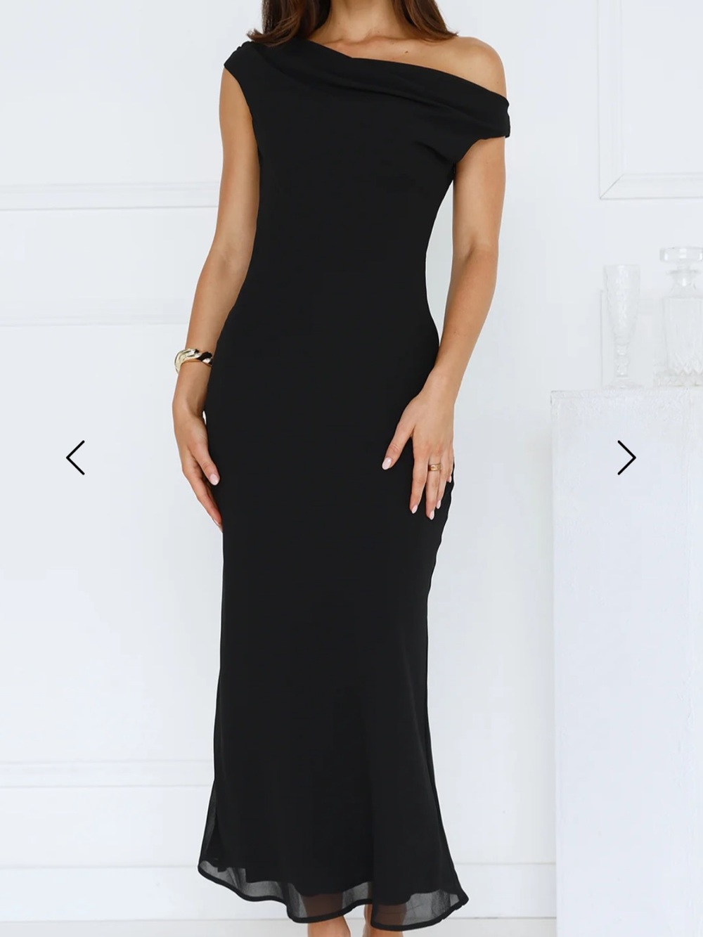 Hello Molly Off-Shoulder Black Maxi Dress